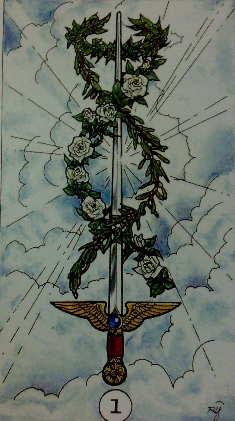 karty, výklad karet, tarot, kartářka, malá arkána, meče, eso mečů, tarot robin wood