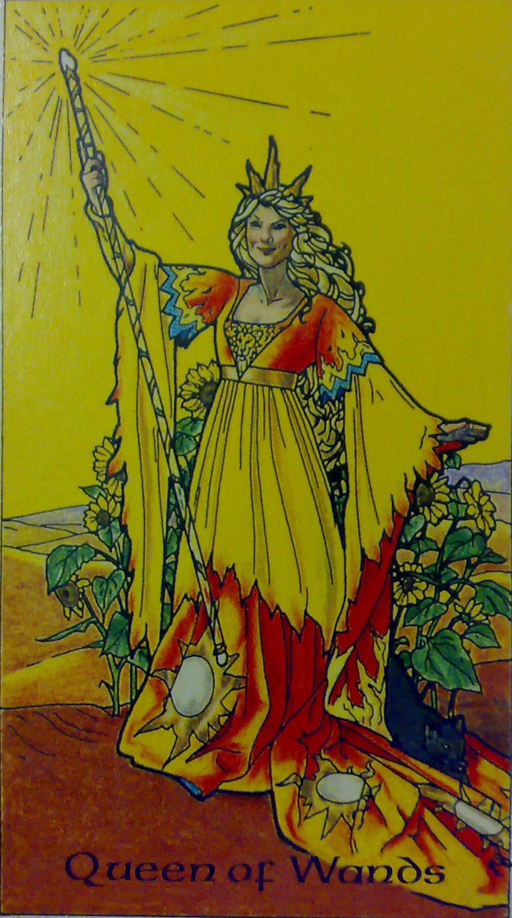 karty, výklad karet, tarot, kartářka, malá arkána, hole, královna holí, tarot robin wood